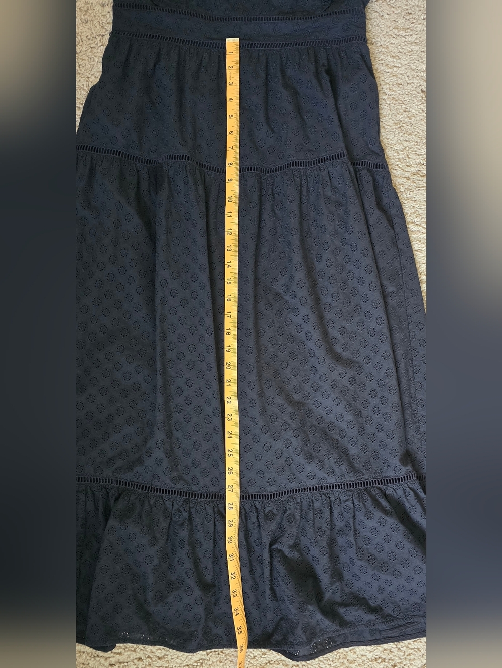 Ann Taylor Black Eyelet Maxi Dress with Ruffle Straps, Size 8 - Picture 10 of 10